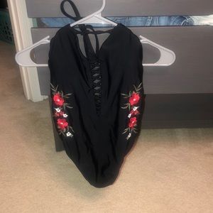 hollister one piece embroidered bathing suit SMALL